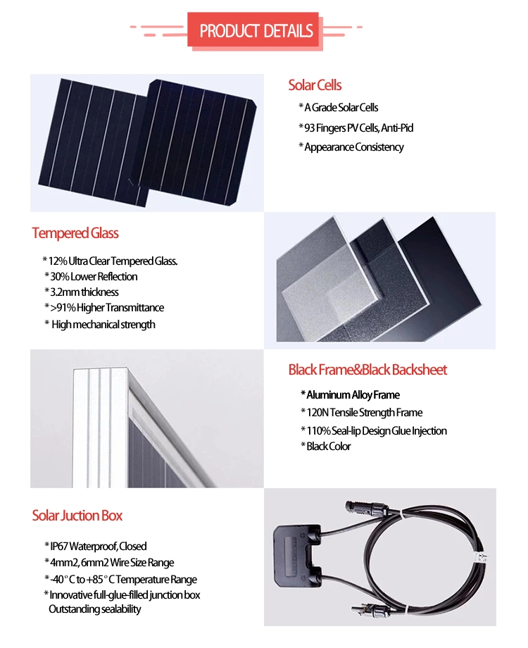 First Grade 370-395m Solar Power System and Glass for Import Type