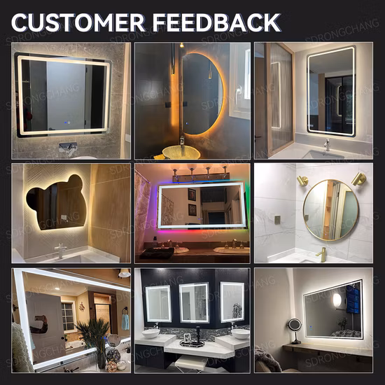 工場カスタマイズされたサイズ長方形サロンミラー化粧鏡浴室の壁ライト装飾卸売スマート浴室 LED ミラー